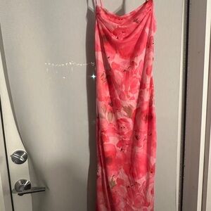 Pink Floral Cowl Neck Slip Dress